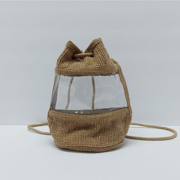 Mary Kay Jute Vintage Backpack Barrel Bag Sac Clear Boho Bag Summer Concert Show - Picture 1 of 9